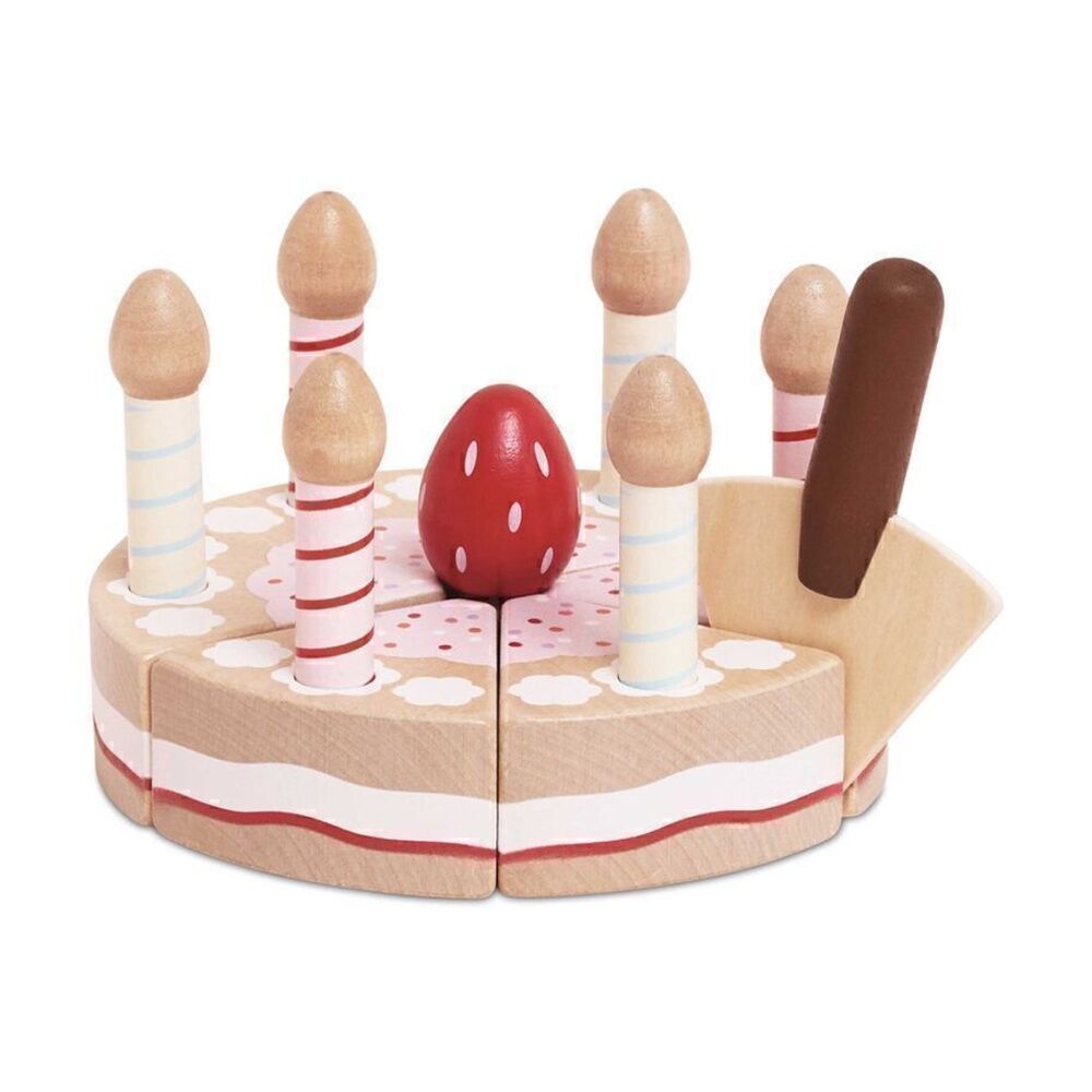 LE Toy Van Sliceable Birthday Cake Wooden Set Kids 2y+ (8 Pieces)