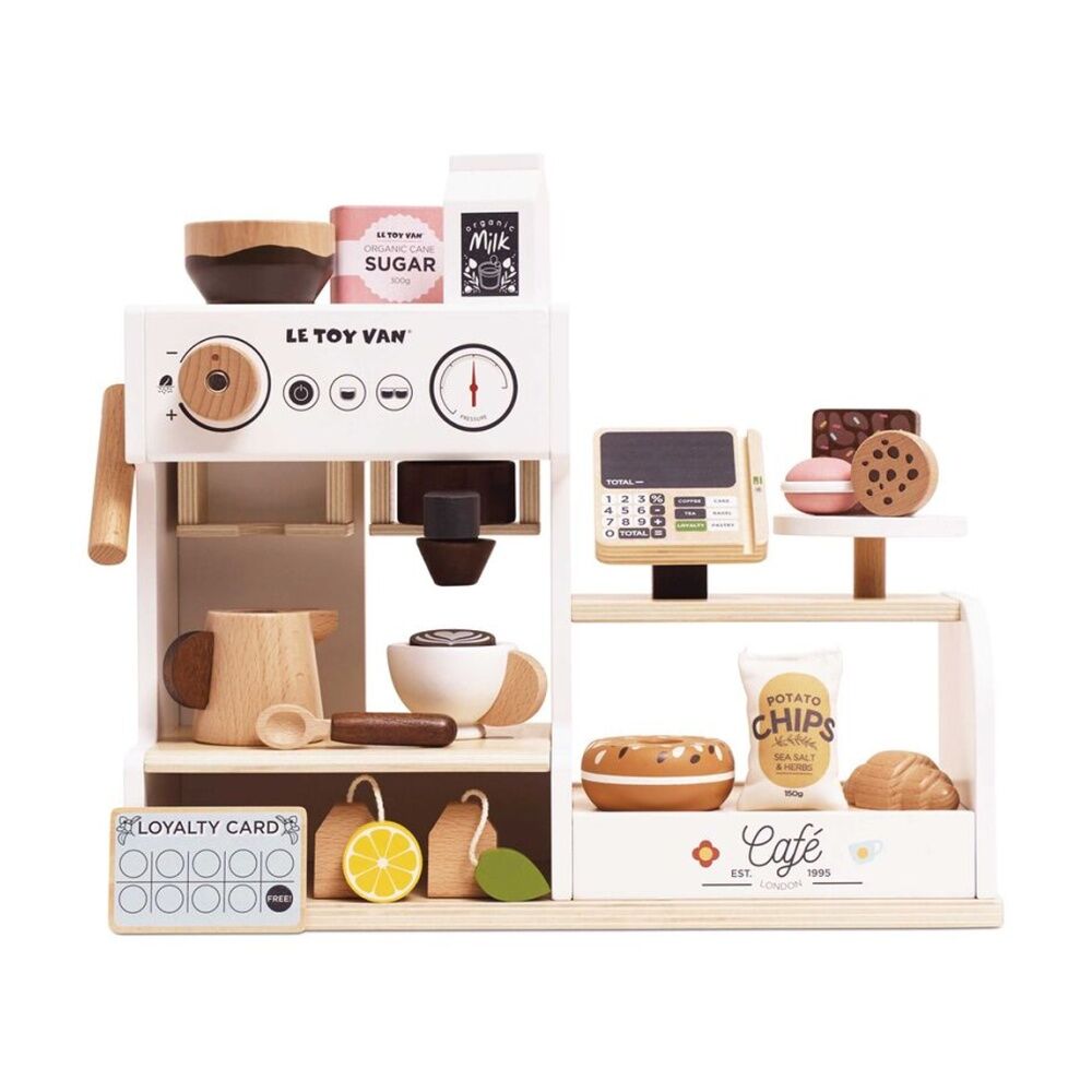 LE Toy Van Tabletop Cafe Playset Wooden Coffee Machine Accessories Kids 3y+ Le Toy Van