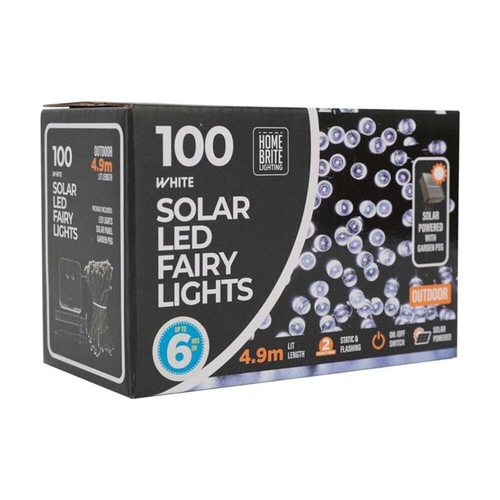 Home Brite 100pc Home Brite Outdoor LED Solar Fairy String Lights 4.9 Metres White (6 Pack) — image 2