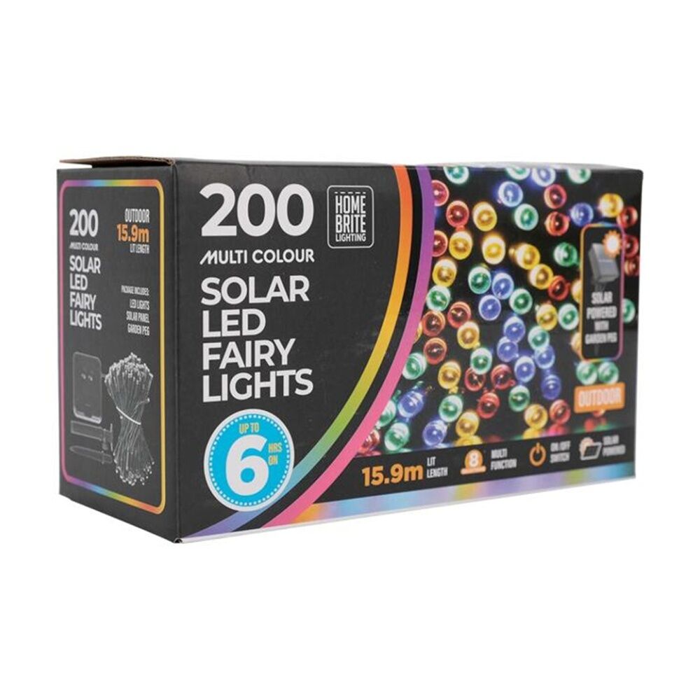 Home Brite Outdoor LED Solar Fairy String Lights 15.9 Metres Multi Colour (200 Pieces)