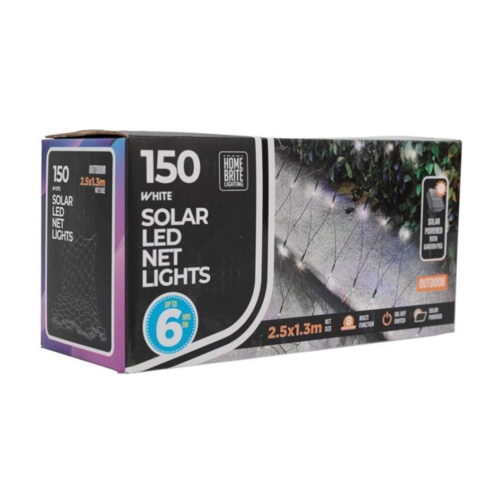 Home Brite 150pc Home Brite Outdoor LED Solar Net String Lights 2.5x1.3m White (2 Pack) — image 2