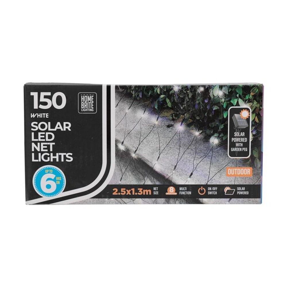 Home Brite 150pc Home Brite Outdoor LED Solar Net String Lights 2.5x1.3m White (4 Pack) — image 3