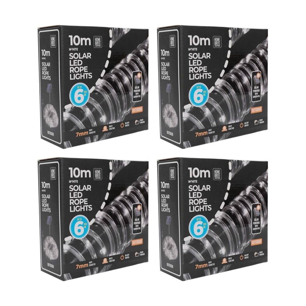 Home Brite Outdoor LED Solar Rope String Lights 10 Metres White (4 Pack)