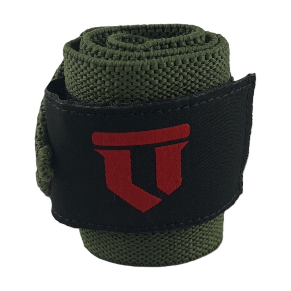 Lift-Tech Comp Elastic Support Wrist Wrap Army Green 18in w/ Thumb Loop (2 Pieces) — image 3