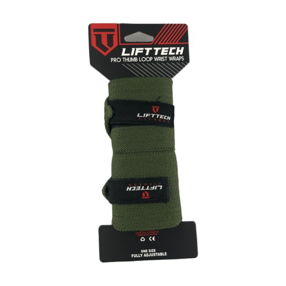 Lift-Tech 2pc Lift-Tech Pro Thumb Loop Wrist Support Adjustable Wrap Army Green 20in (2 Pack) — image 2