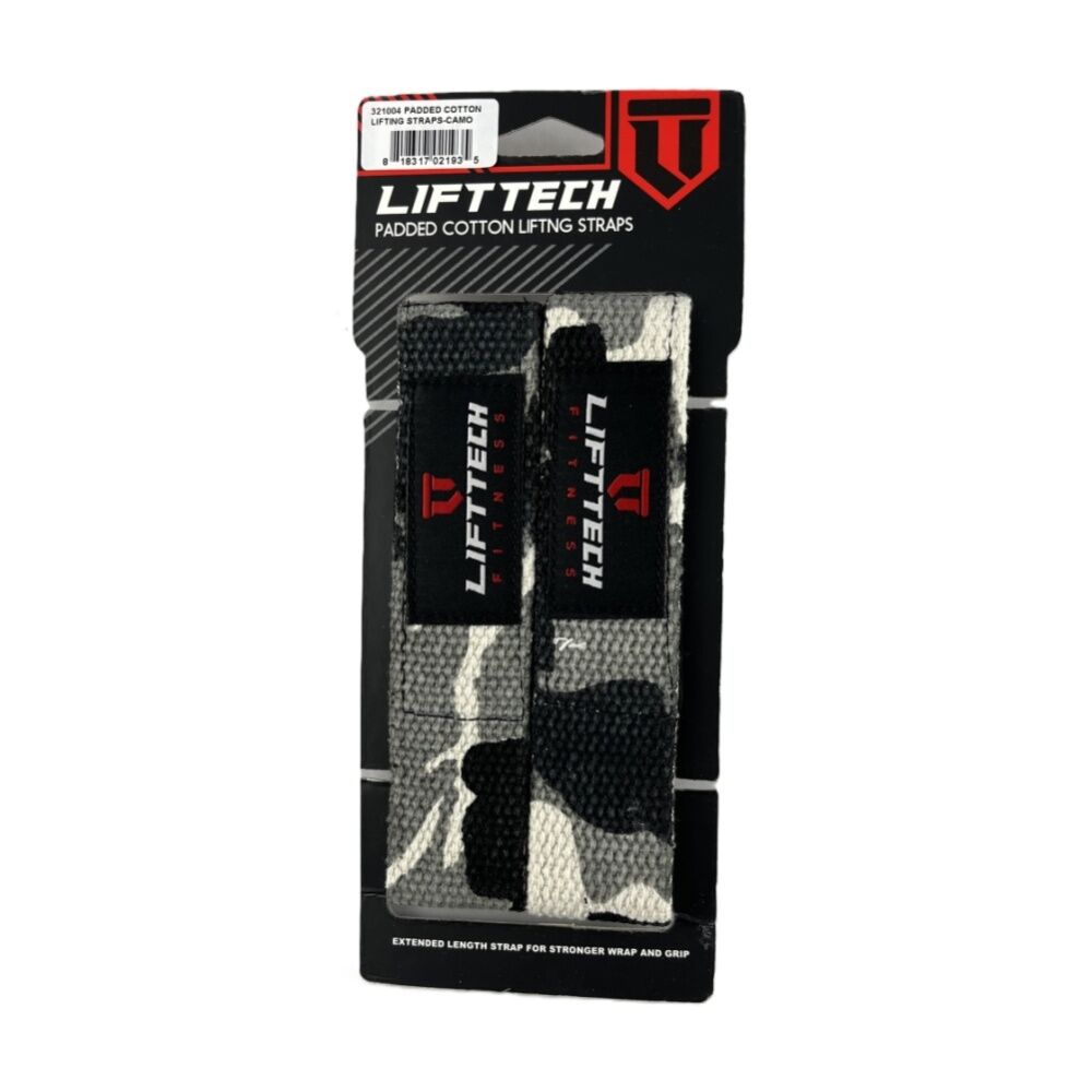 Lift-Tech Neo-Tech Padded Cotton Wrist Support Lifting Straps Camo 21.5in (2 Pieces)