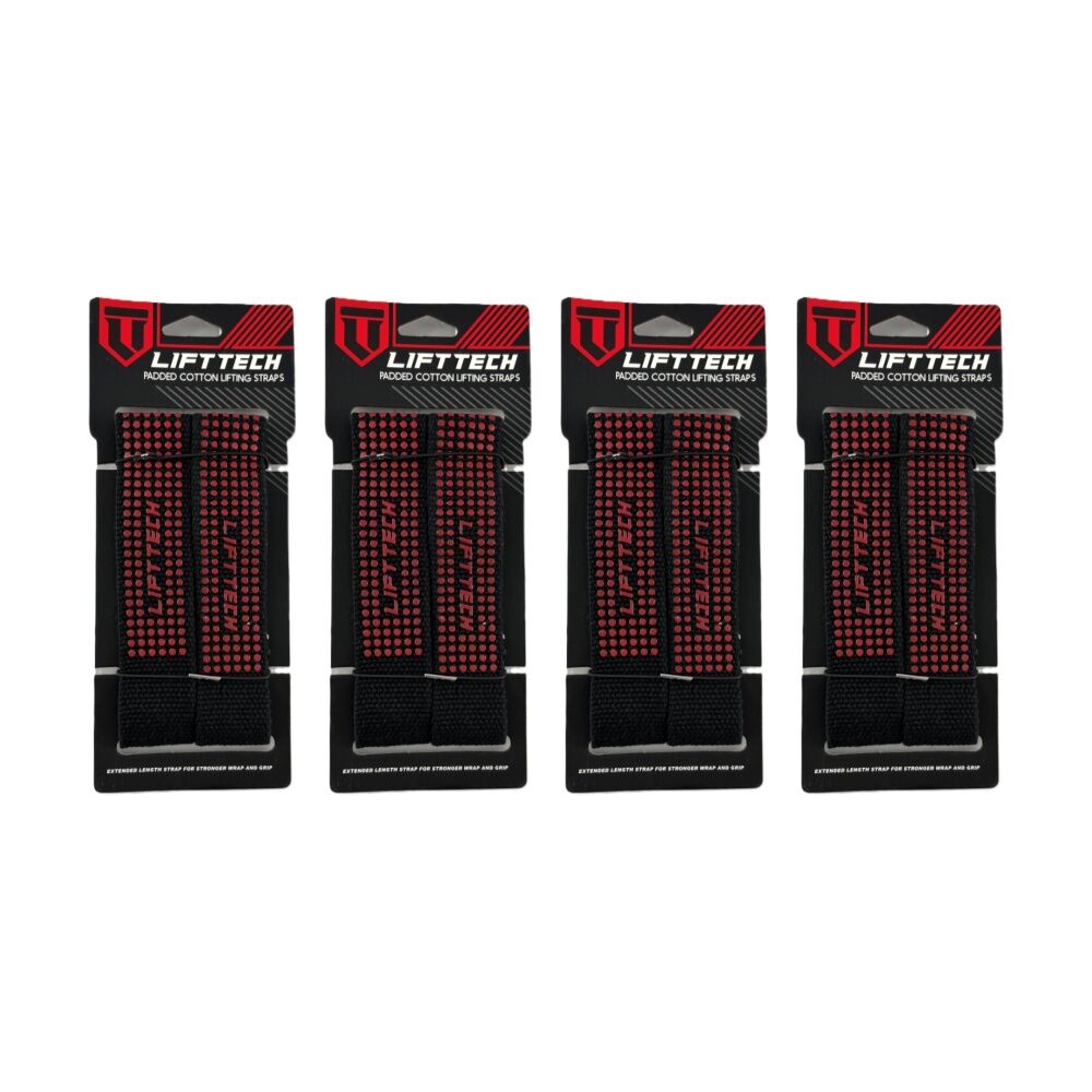 Lift-Tech 2pc Lift-Tech Neo-Tech Padded Cotton Wrist Support Lifting Straps Dot 21.5in (4 Pack)
