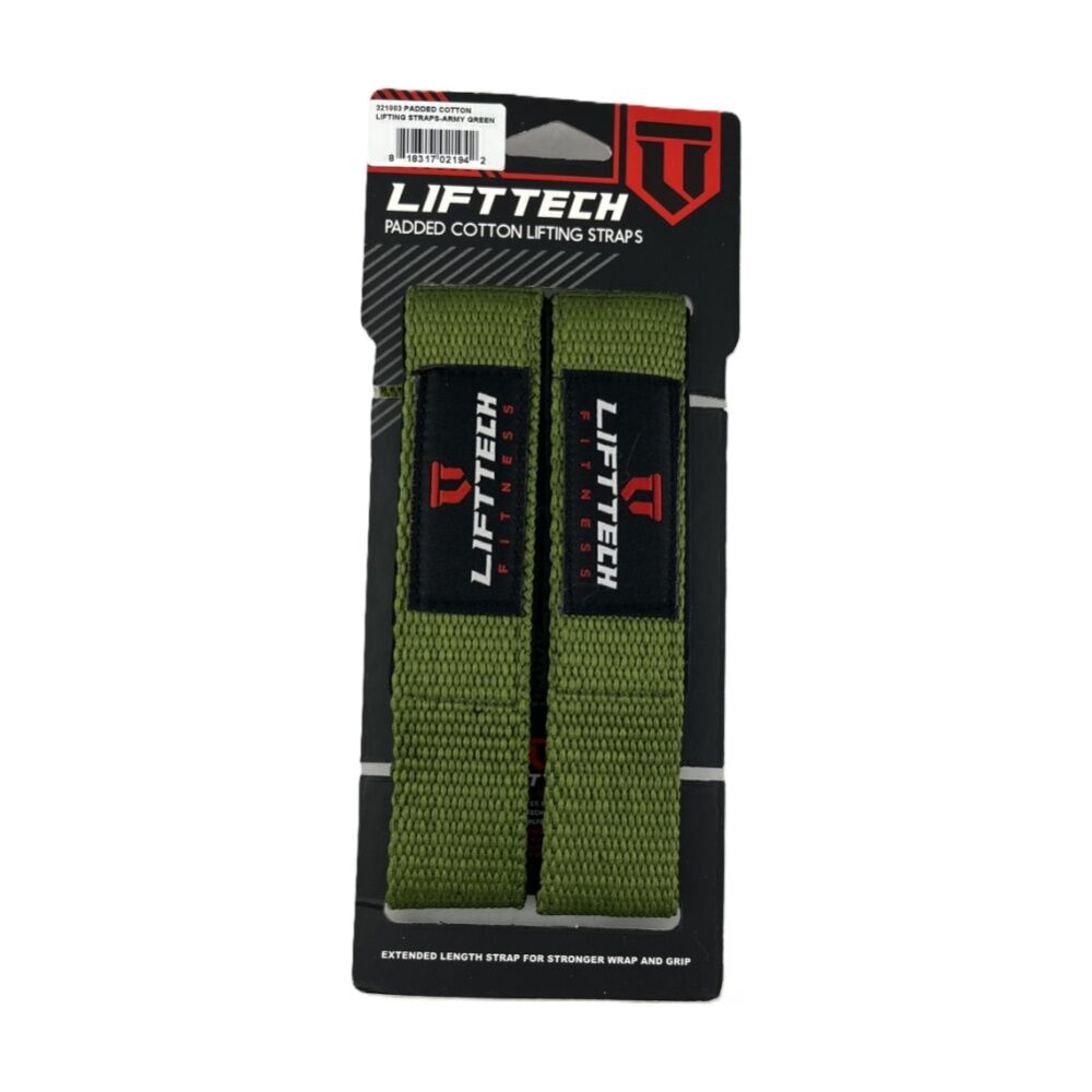 Lift-Tech 2pc Lift-Tech Neo-Tech Padded Cotton Wrist Support Lifting Straps Army 21.5in (4 Pack) — image 2