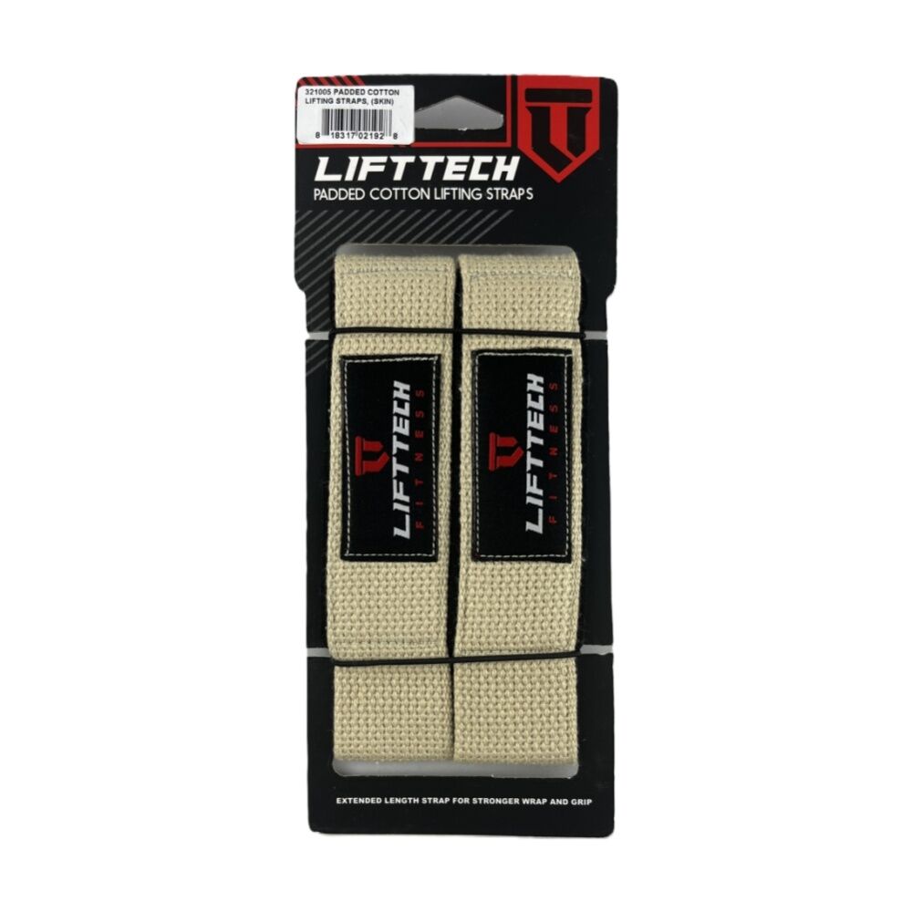 Lift-Tech Neo-Tech Padded Cotton Wrist Support Lifting Straps Skin 21.5in (2 Pieces)