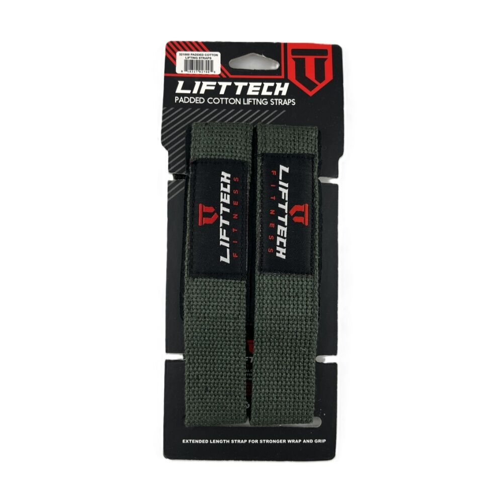Lift-Tech 2pc Lift-Tech Neo-Tech Padded Cotton Wrist Support Lifting Straps Grey 21.5in (2 Pack) — image 2