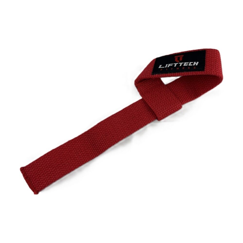 Lift-Tech 2pc Lift-Tech Cotton Heavy Lifting Support Durable Grip Straps Red 21in (4 Pack) — image 3