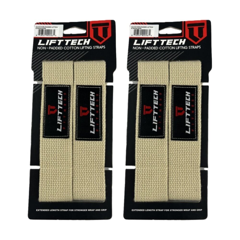 Lift-Tech 2pc Lift-Tech Cotton Heavy Lifting Support Durable Grip Straps Skin 21in (2 Pack)