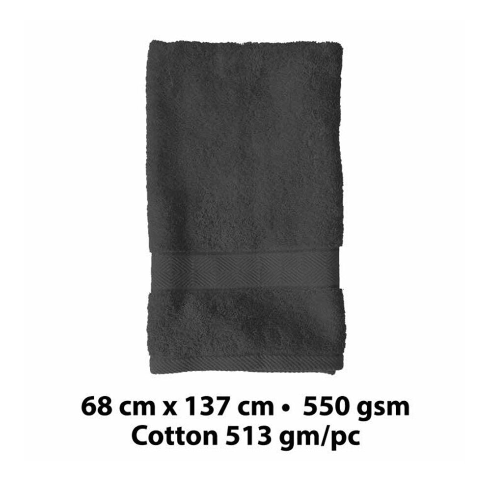 Regal Soft Cotton Absorbent Bath Towel Bathroom Accessory 68x137cm Black (6 Pack) — image 3