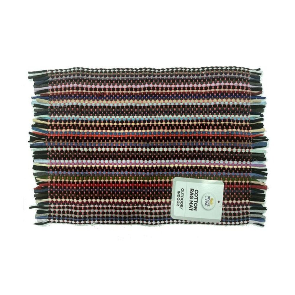 Braz Cotton Woven Fringed Indoor Outdoor Rag Mat 38x58cm Multi Colour (6 Pack) — image 2