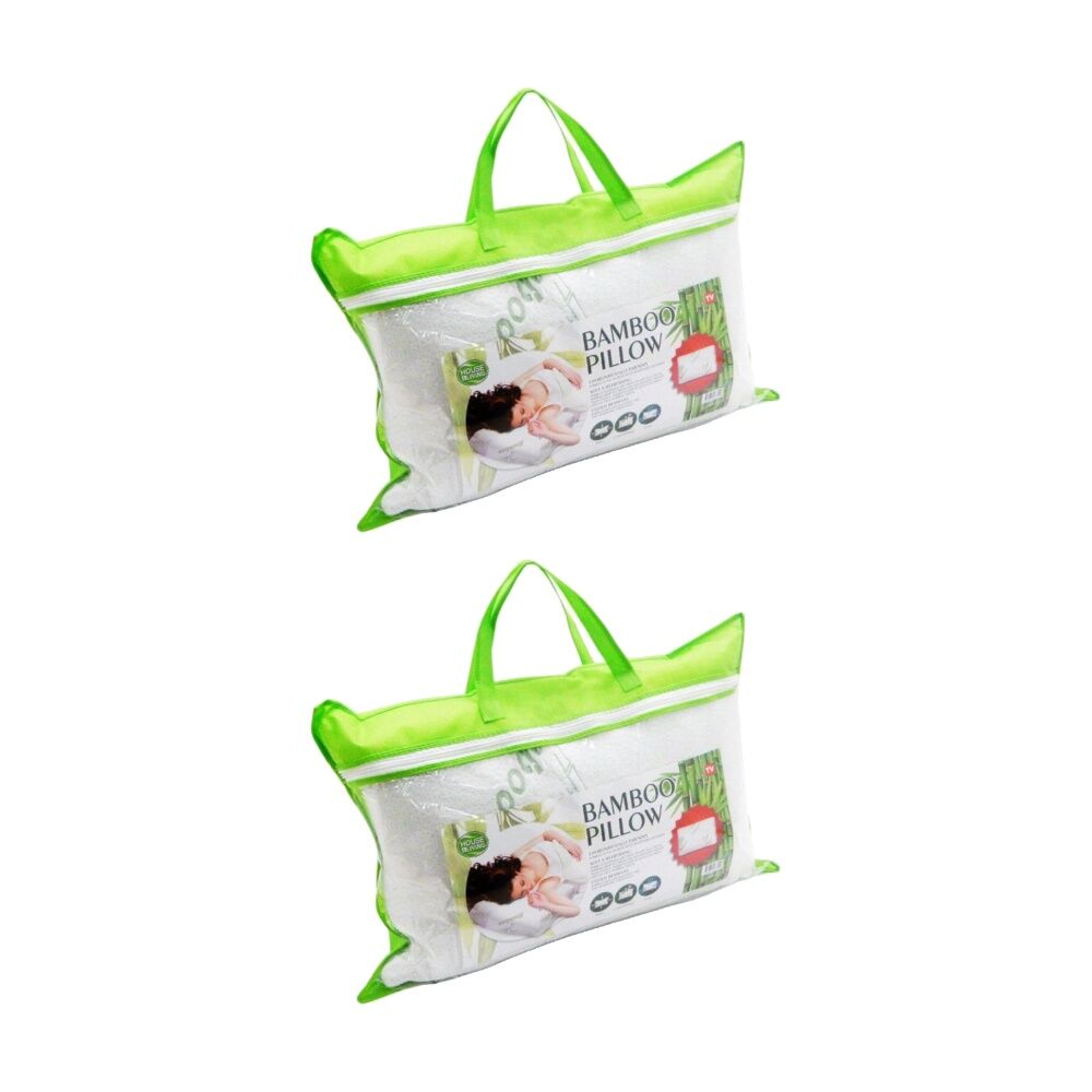 Braz Bamboo Flat Breathable Cooling Comfort Sleeping Pillow 40x60x12cm (2 Pack)