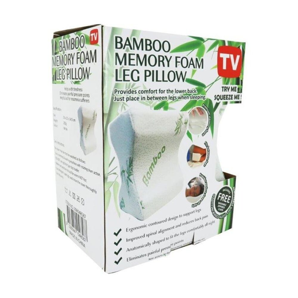Braz White Bamboo Memory Foam Lower Back & Leg Support Sleeping Pillow
