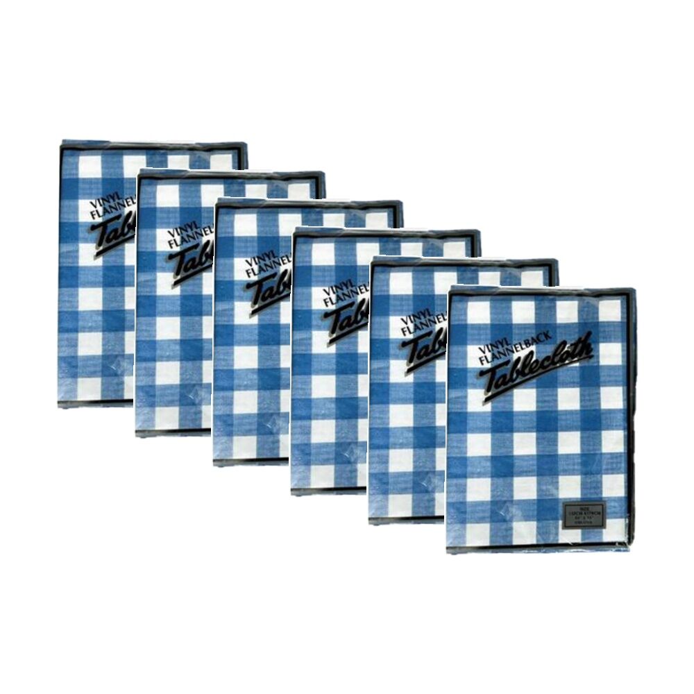 Braz Vinyl Flannelback Checkered Tablecloth 152x228cm Assorted (6 Pack)