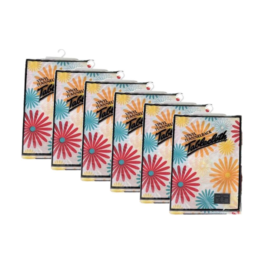 Braz Vinyl Flannelback Floral Print Tablecloth 152x228cm Assorted (6 Pack)