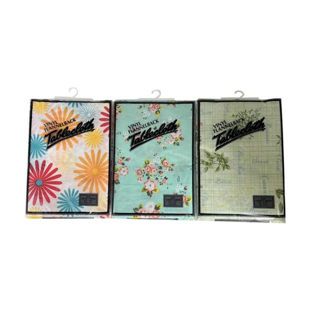 Braz Vinyl Flannelback Floral Print Tablecloth 152x228cm Assorted (6 Pack) — image 3