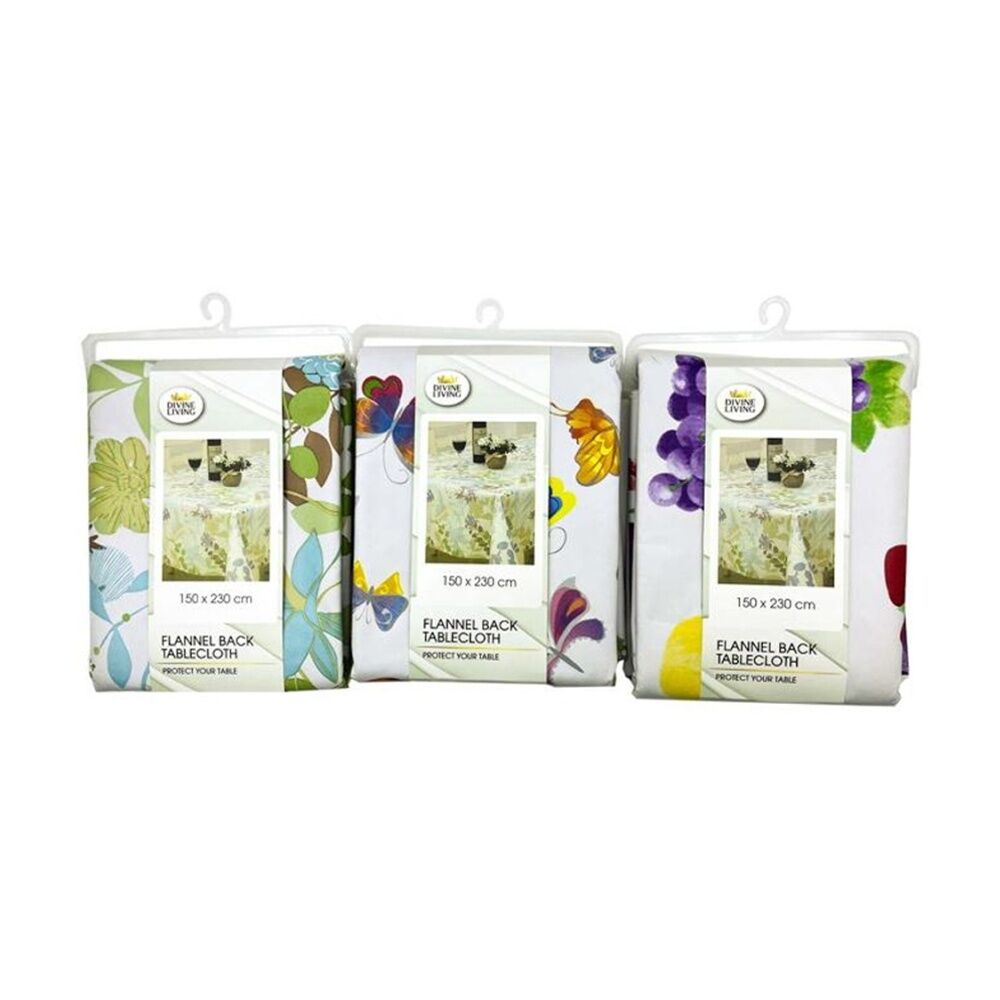 Divine Living Flannel Back Floral Design Tablecloth 150x230cm Assorted (2 Pack) — image 3