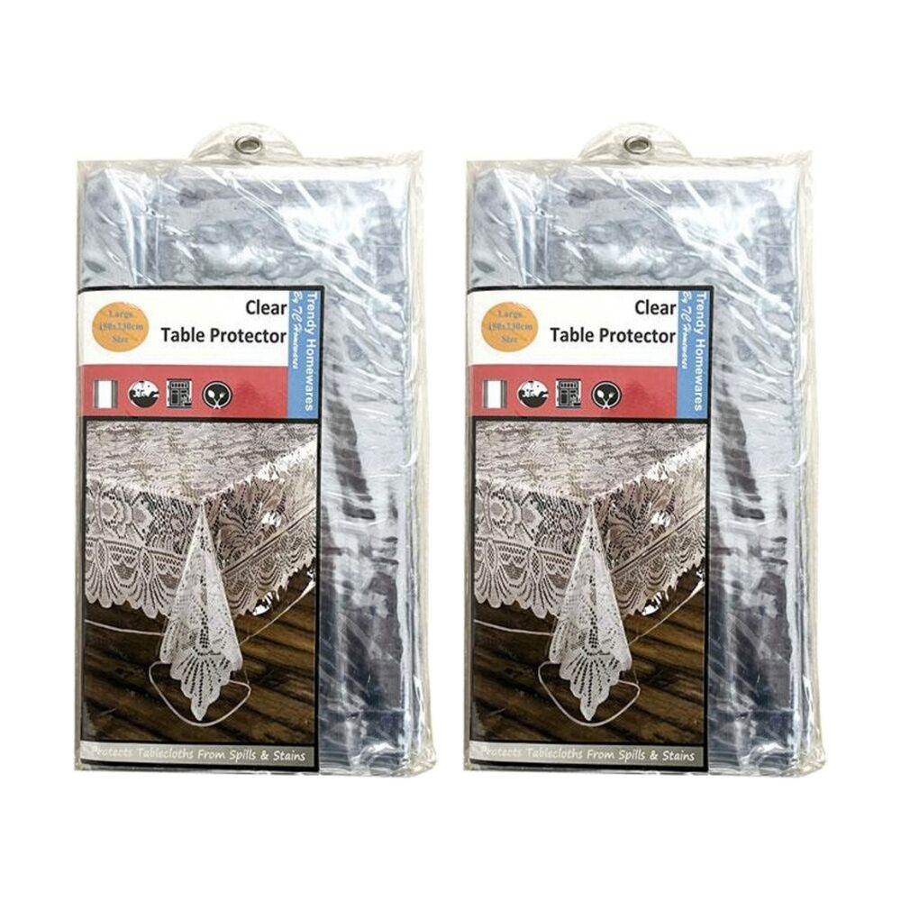 Braz PVC Dining Table Cover Spill & Stain Protector 150x230cm Clear (2 Pack)