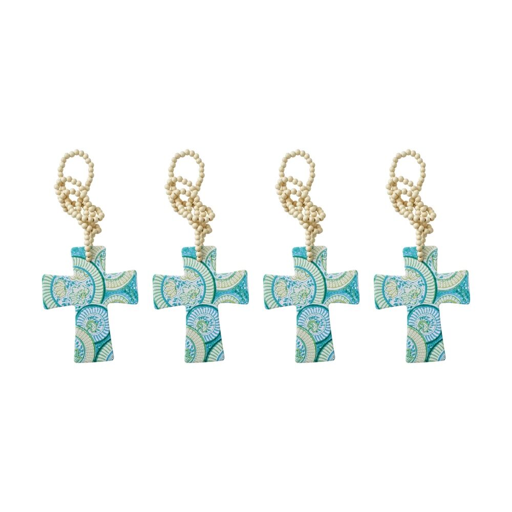 LVD Mediterranean Cross Home & Living Decor w/ Beads 12x14.5cm (4 Pack)