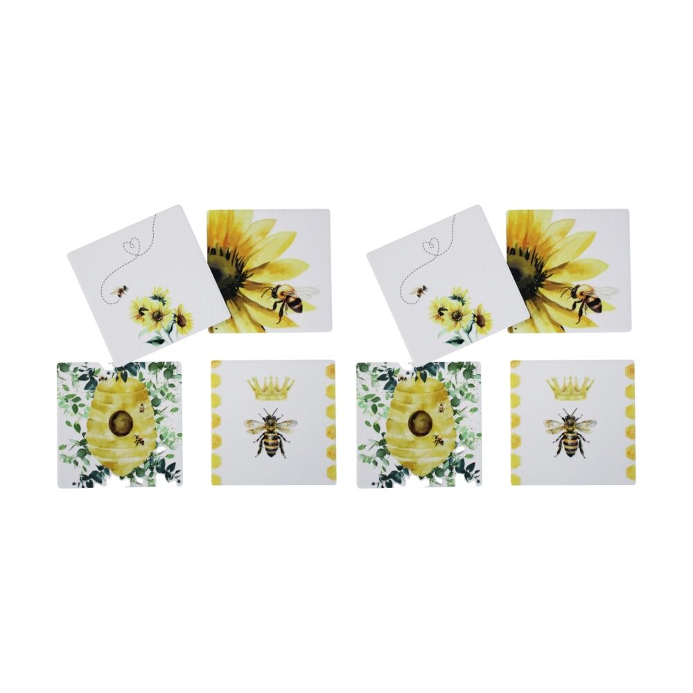 LVD 4pc LVD Decorative Honey Bee Ceramic Square Drink Coasters Home Decor 10x10cm (2 Pack)