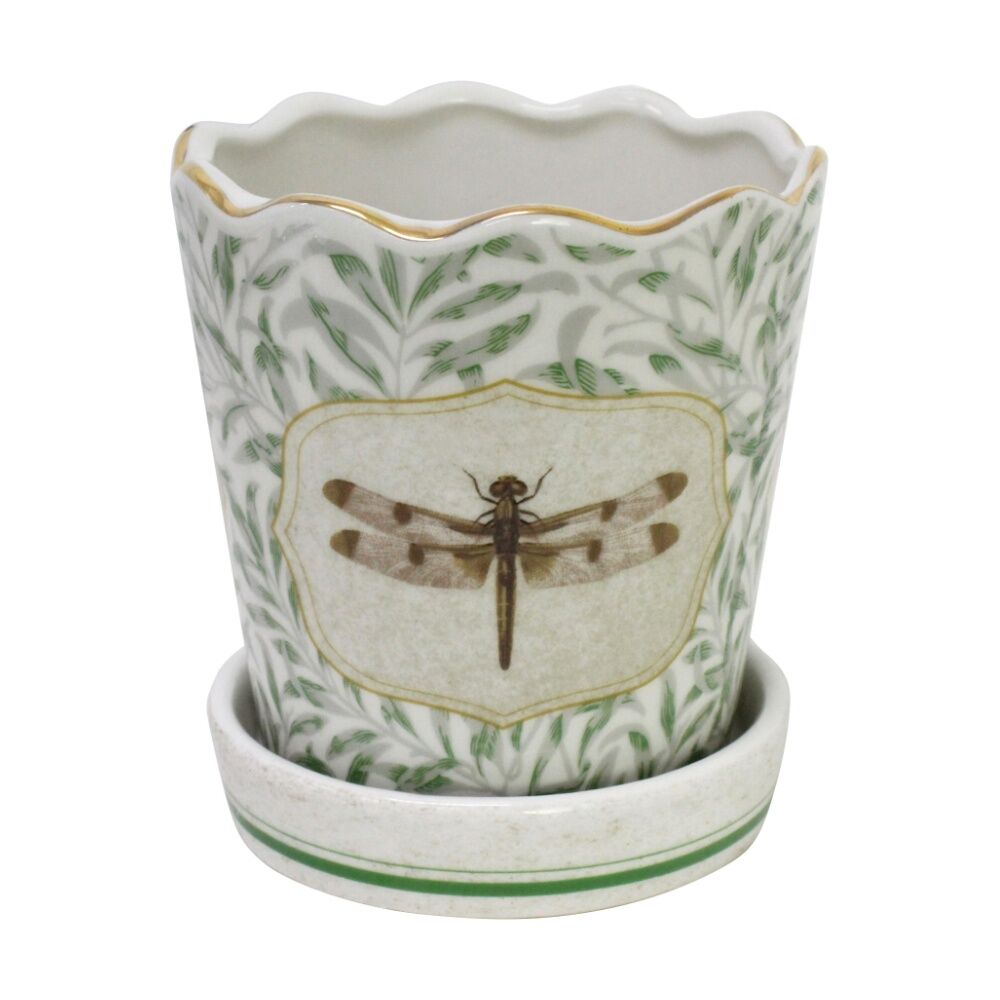 LVD 13x11.5x11.5cm Morris Dragonfly Decorative Ceramic Vase/Planter Home Decor