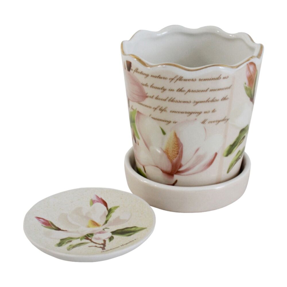 LVD 13x11.5x11.5cm Magnolia Decorative Ceramic Vase/Planter Home Decor — image 3