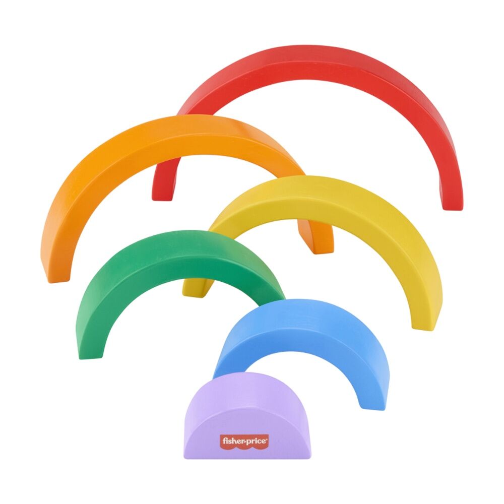 Fisher Price Toddlers/Kids Wooden Stacking Colourful Rainbow Arches Toy 18m+ (6 Pieces) — image 3