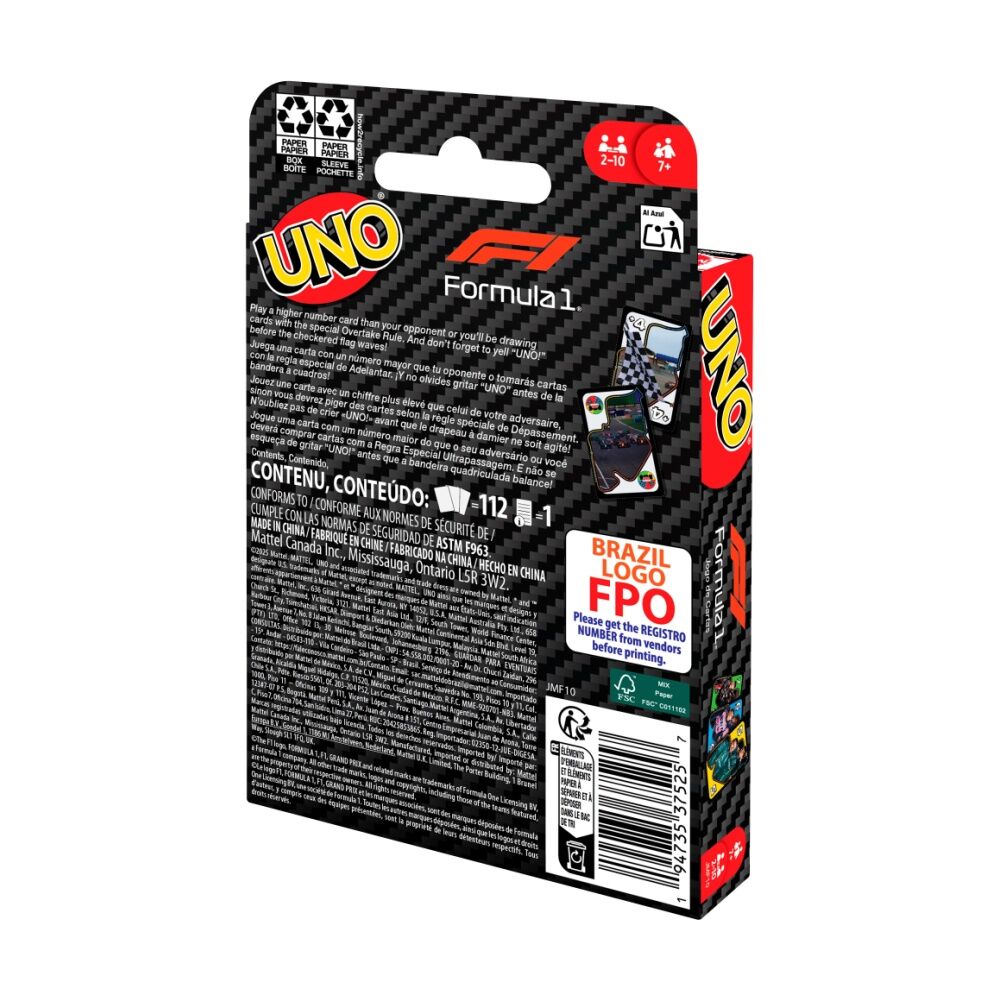 Uno F1 Formula 1 Racing Family/Kids Strategy Card Game w/ Overtake Rule 7y+ Uno — image 5