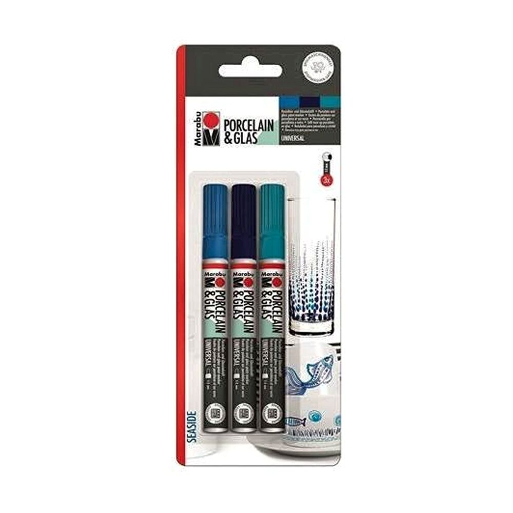 Marabu 3pc Marabu Art/Craft Porcelain & Glass Painter Marker Set Seaside (2 Pack) — image 2