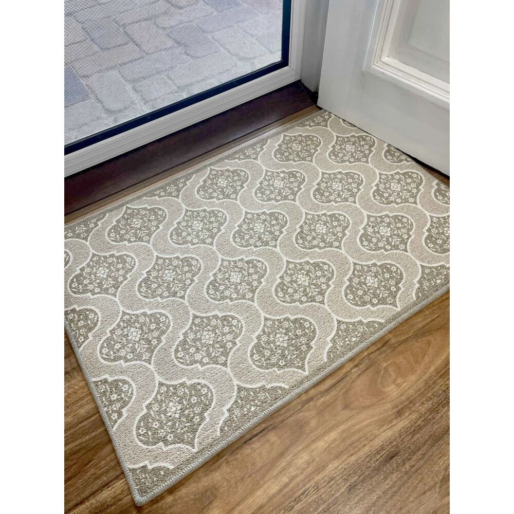 LVD 90x60cm Urdu Non-Slip Beige Pattern Indoor Woven Rug/Floor & Door Mat — image 2