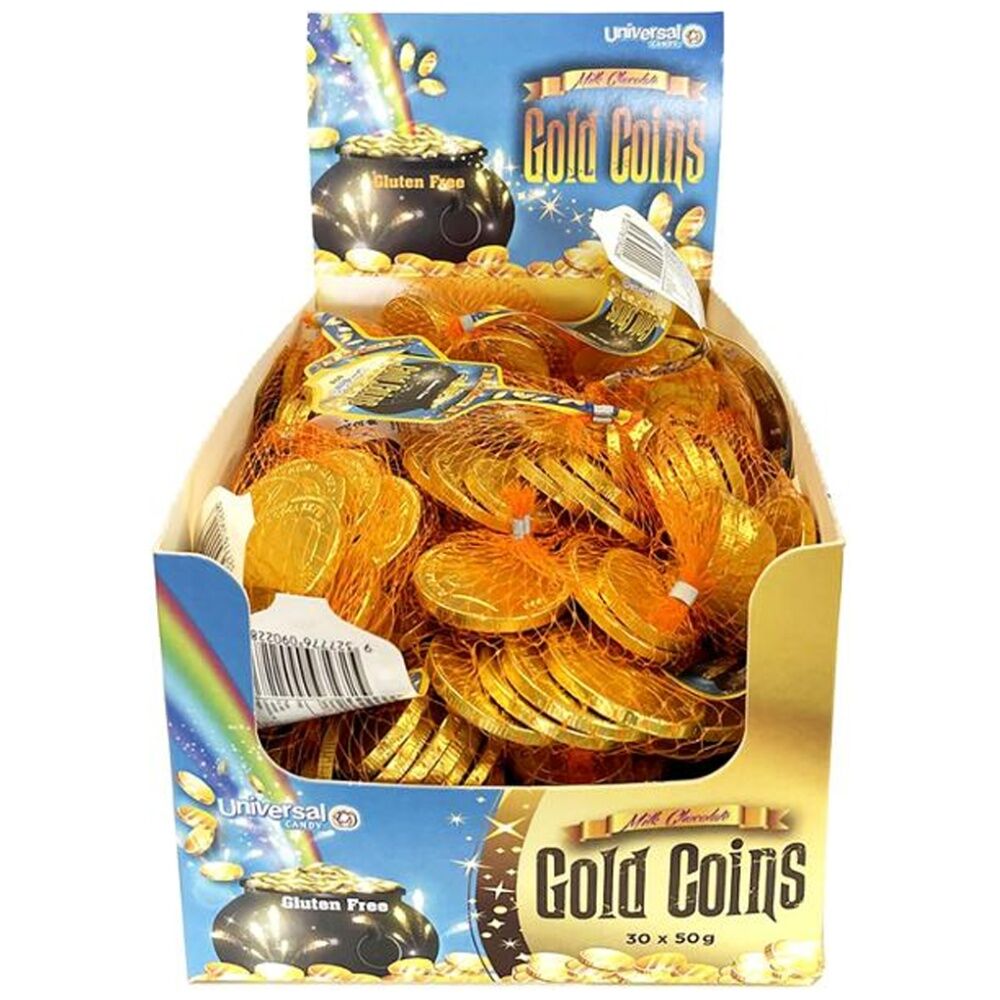 Universal Candy Individually Wrapped Milk Chocolate Gold Coins 50g (30 Pack)