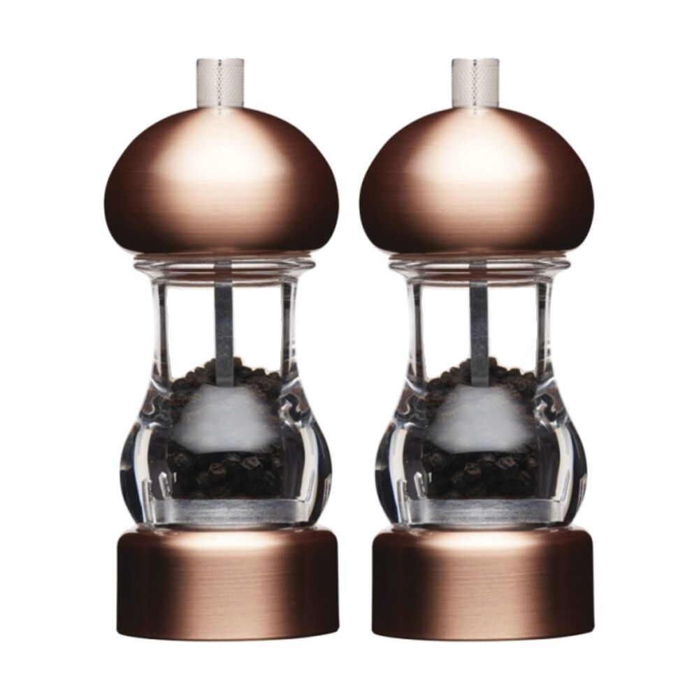 Masterclass Clear Capstan Copper-Effect Grinder Pepper Mill 14.5cm (2 Pack)