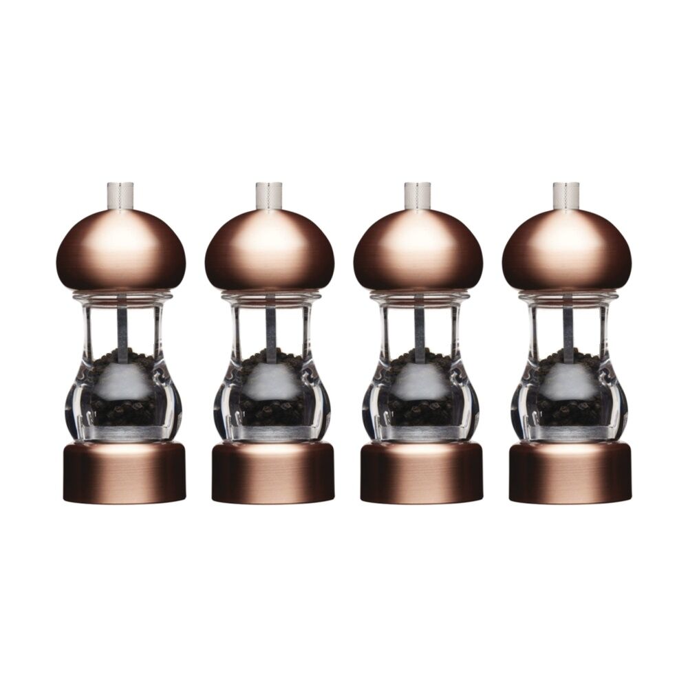 Masterclass Clear Capstan Copper-Effect Grinder Pepper Mill 14.5cm (4 Pack)