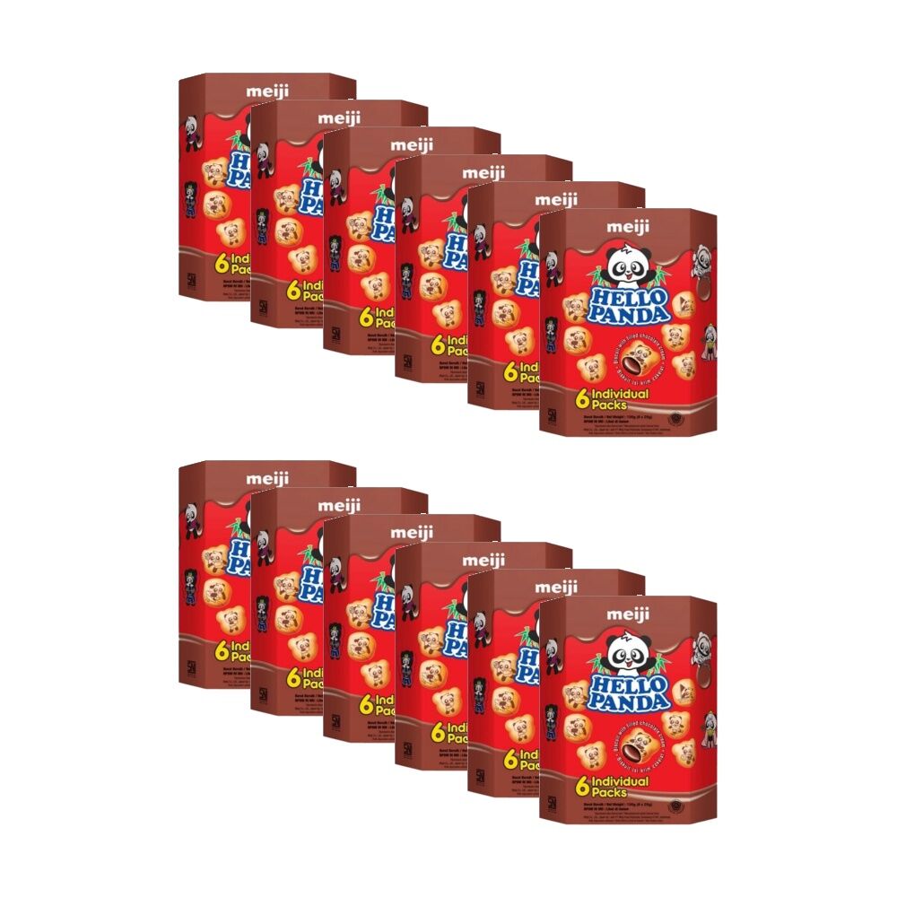 Meiji 6pc Meiji Hello Panda Chocolate Filled Biscuit 25g Individual Packs (12 Pack)