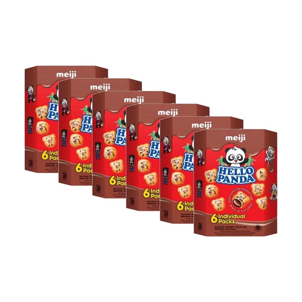 Meiji 6pc Meiji Hello Panda Chocolate Filled Biscuit 25g Individual Packs (6 Pack)