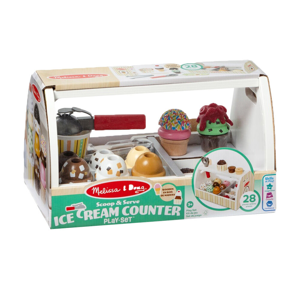 Melissa & Doug Toy Scoop Serve Ice Cream Counter Wooden Play Set 3y+ (28 Pieces)