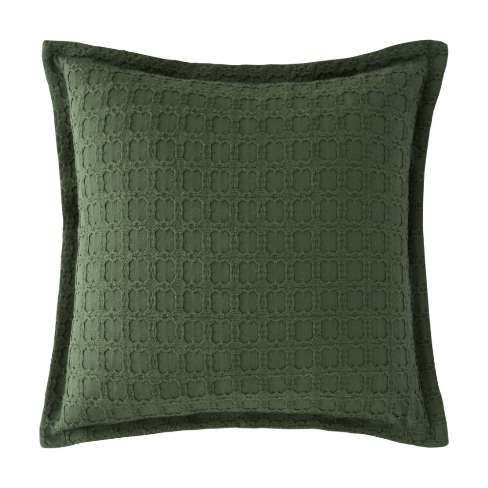 Bianca 65x65cm Mossbury Olive Green Textured Cotton European Pillowcase