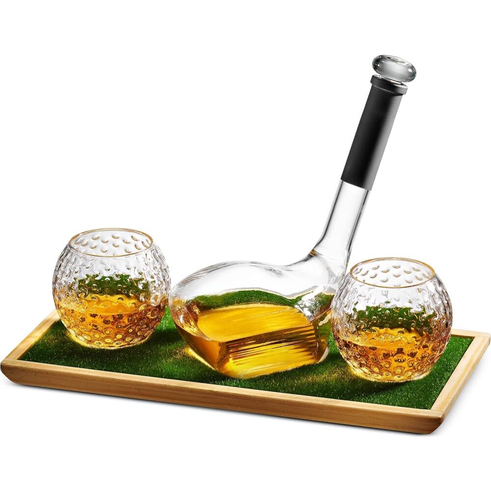 Men's Republic Golf Decanter Set With Whiskey Glasses And Putting Base (4 Pieces)