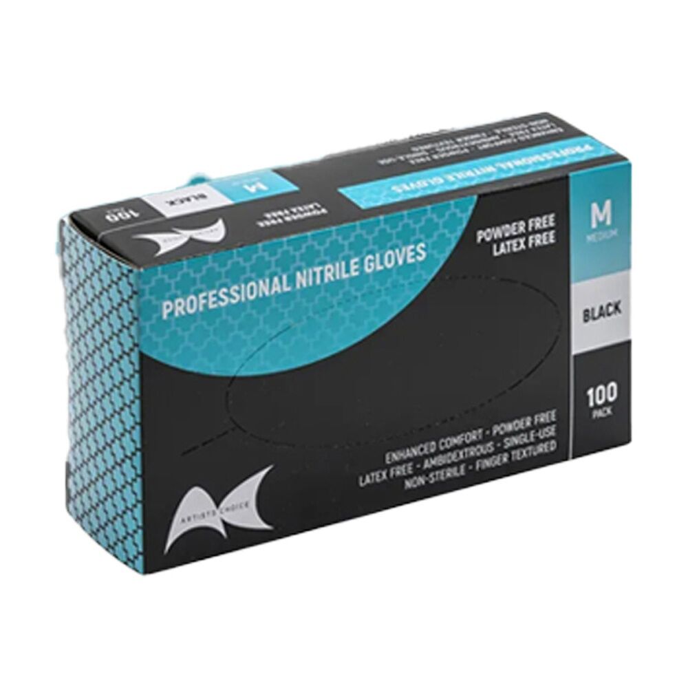 Artists Choice 100pc Artist Choice Nitrile Gloves Powder Latex Excluded Black Medium (3 Pack) — image 2