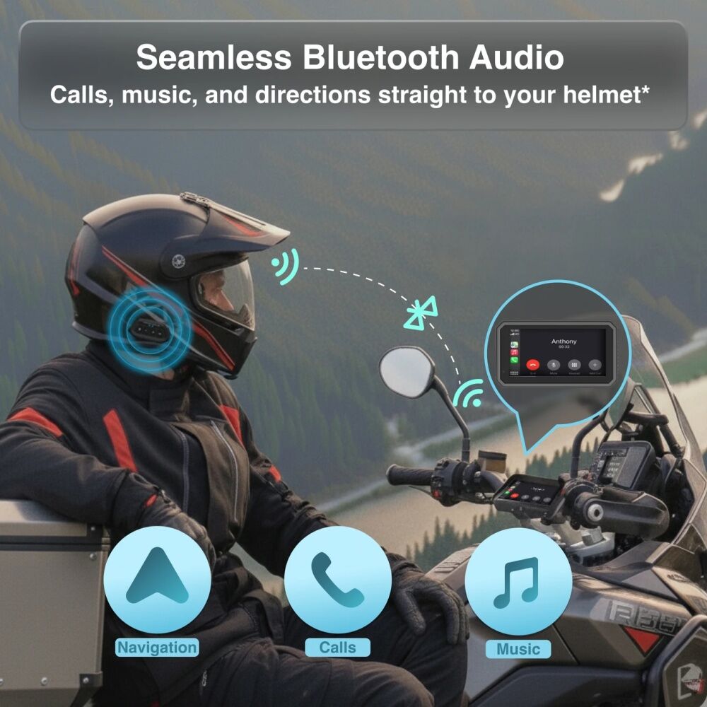 Laser Black Wireless Motorbike CarPlay Android Auto Voice Control 6 Inch — image 4
