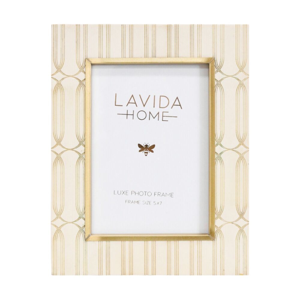 LVD 24.13x19.05x1.27cm 5x7 In Amara Resin Picture/Photo Frame Cream/Gold