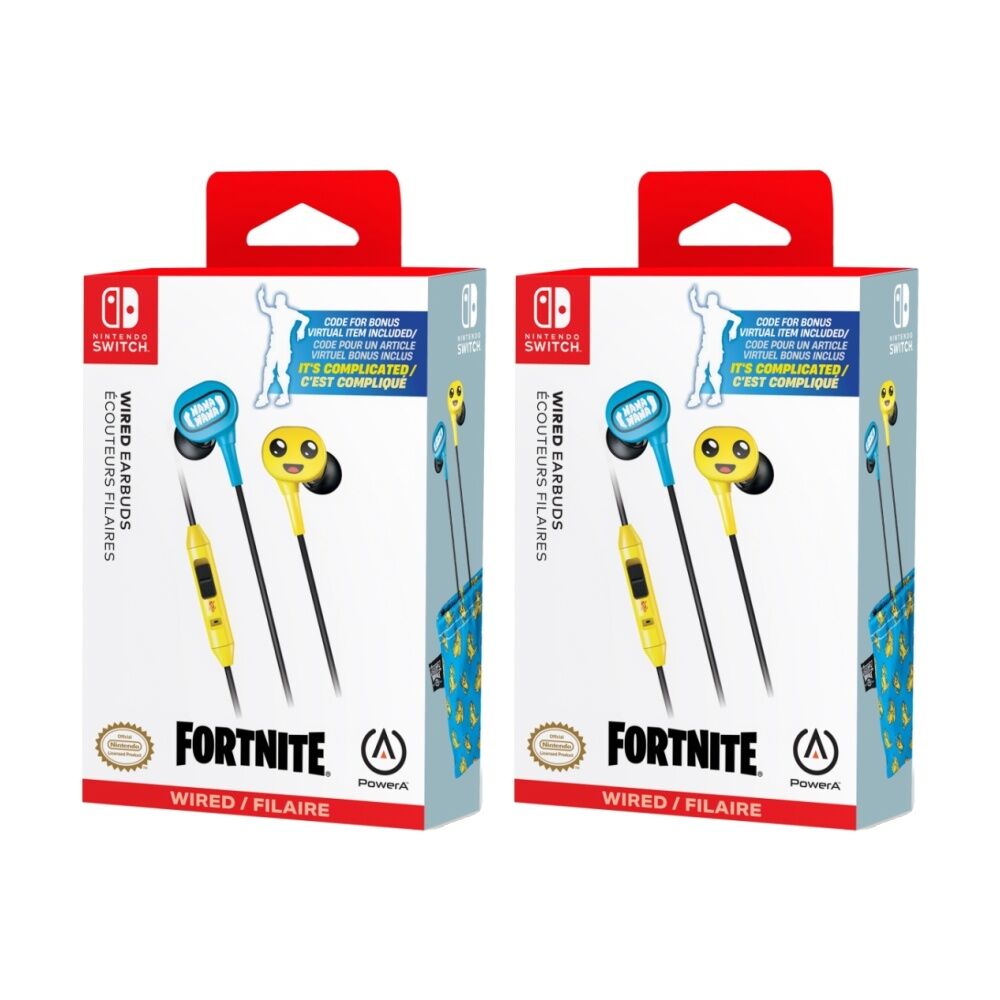 Powera Nintendo Switch Wired Earbuds Peely Banana w/ In-Ear Mic Ergonomic (2 Pack)