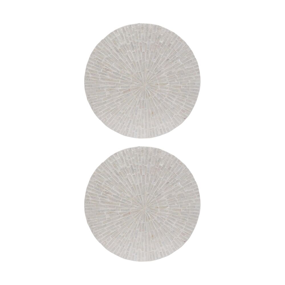 LVD Shell Bursts & Bamboo Home Decorative Mat Coastal Decor 35x35cm (2 Pack)