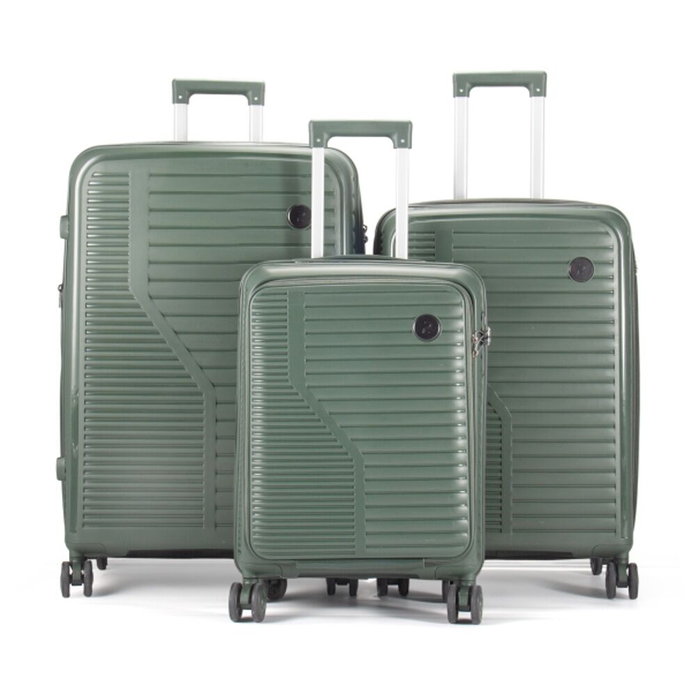 Paklite Contrail Luggage Set TSA Lock Spinner Wheels Durable Green (3 Pieces)