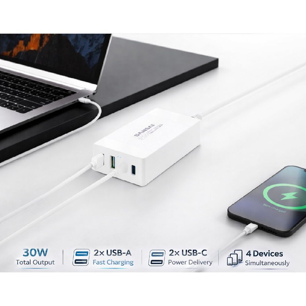 Sansai 4 Port USB a And C Charging Station 30W Total Output 1.5m Side Insert — image 3