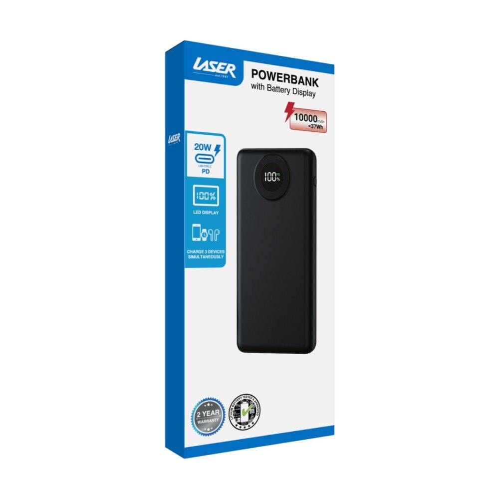 Laser Blk 10000mAh Power Bank Charger With LED Battery Level Display — image 10