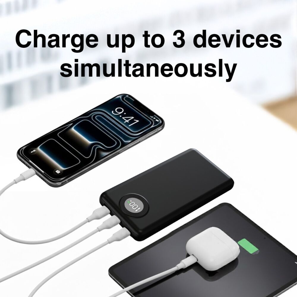 Laser Blk 10000mAh Power Bank Charger With LED Battery Level Display — image 4